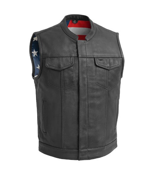 Born Free Motorcycle Leather Vest - Stitch