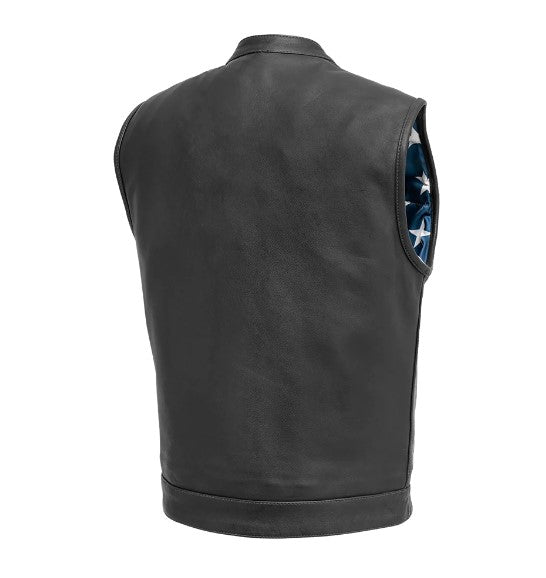Born Free Motorcycle Leather Vest - Stitch