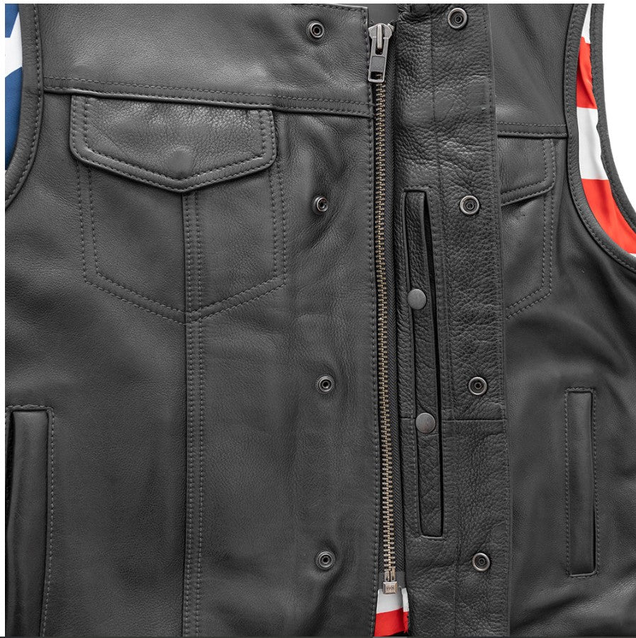 Born Free Motorcycle Leather Vest - Stitch