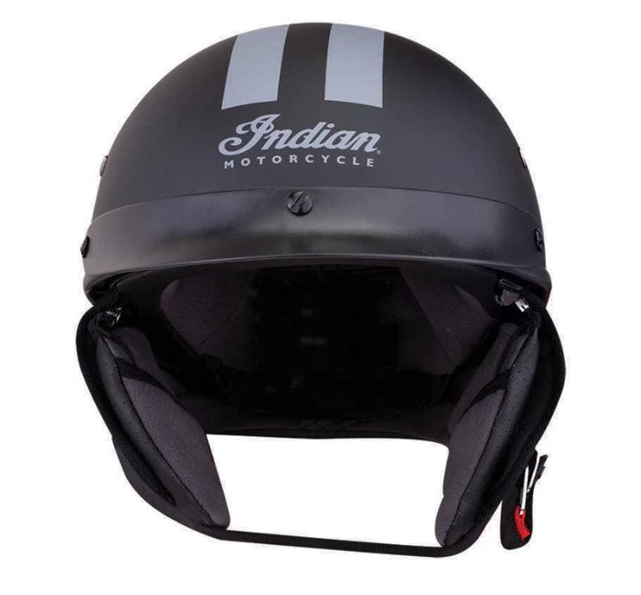 Half Helmet with Gray Stripe, Black
