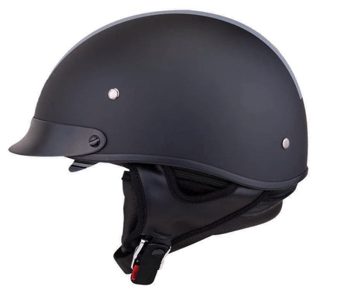 Half Helmet with Gray Stripe, Black