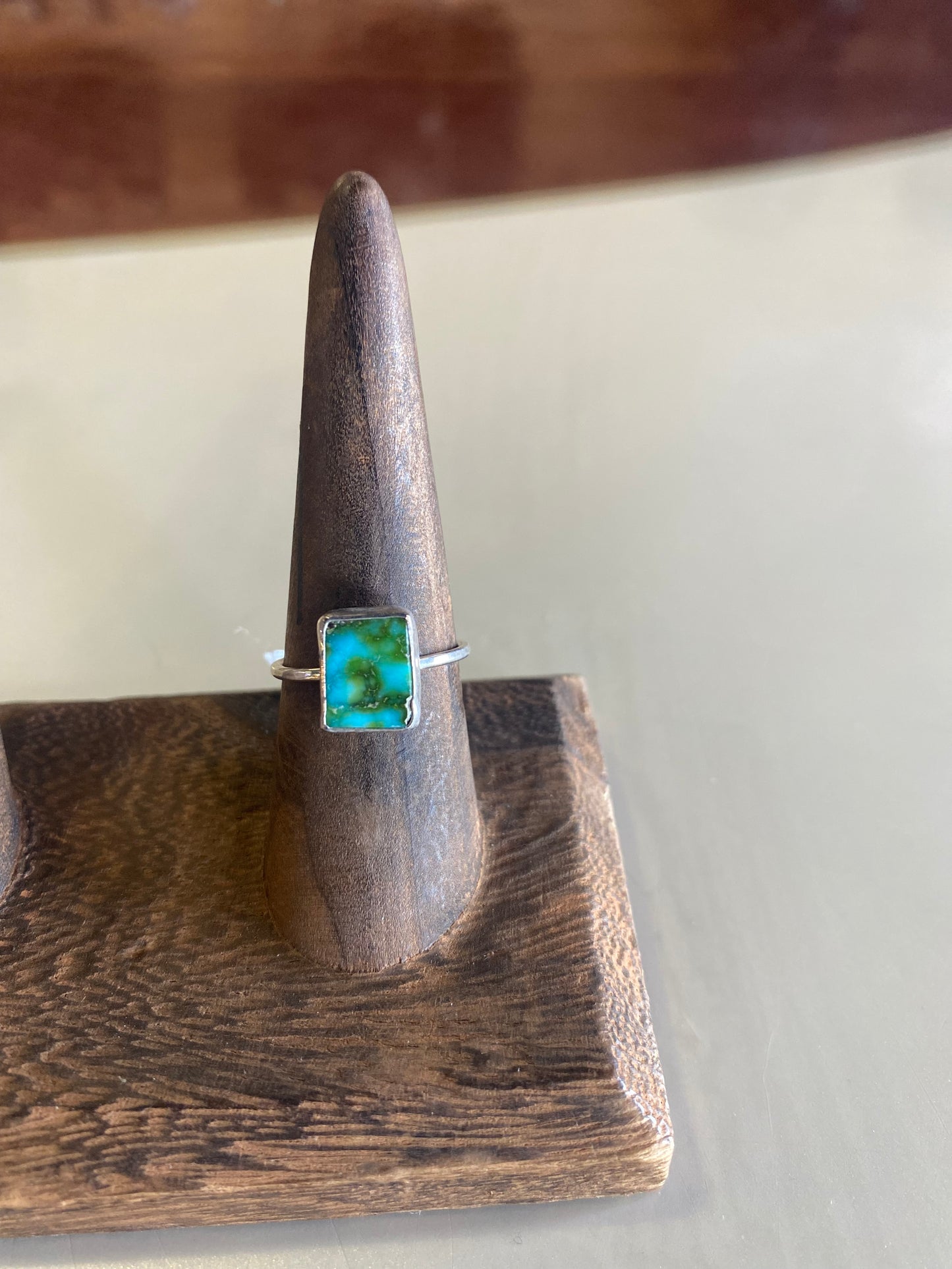 Square Turquoise Sterling Silver Ring 7.5