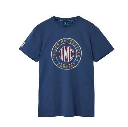 Indian Motorcycle Men's Colored IMC Logo T-Shirt Tee Soft Light Comfortable Blue