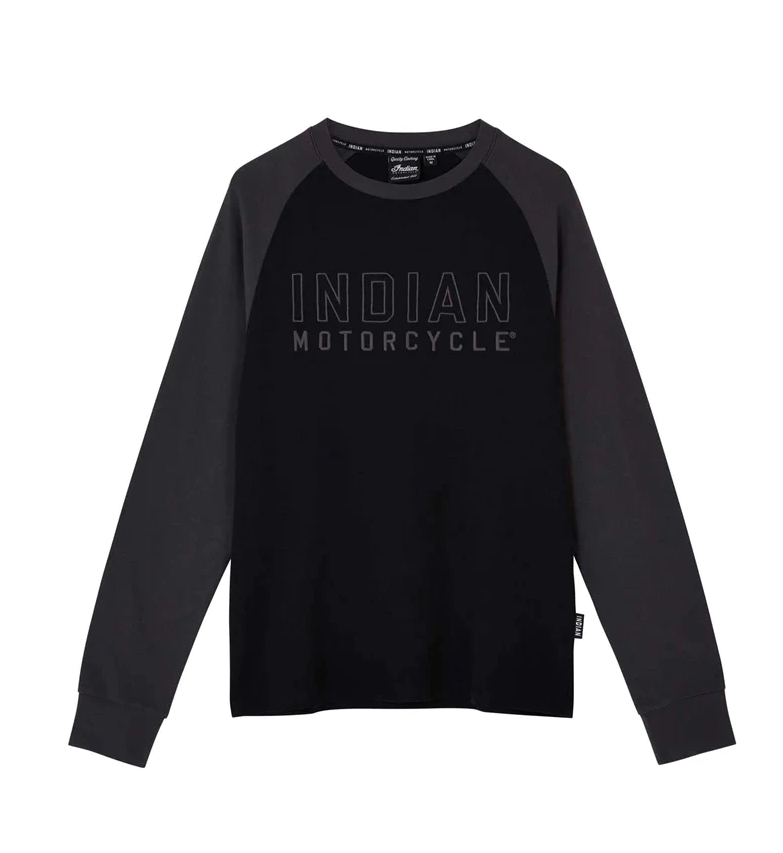 Indian Motorcycle Men's Outline Embroidery Raglan Tee, Black