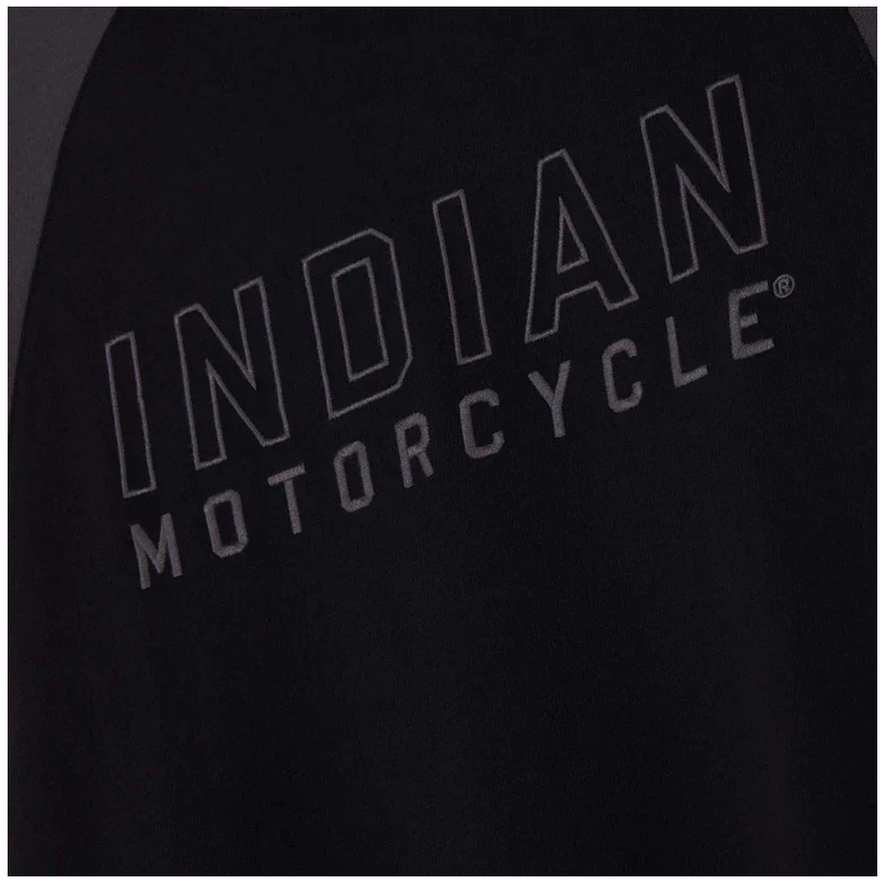 Indian Motorcycle Men's Outline Embroidery Raglan Tee, Black