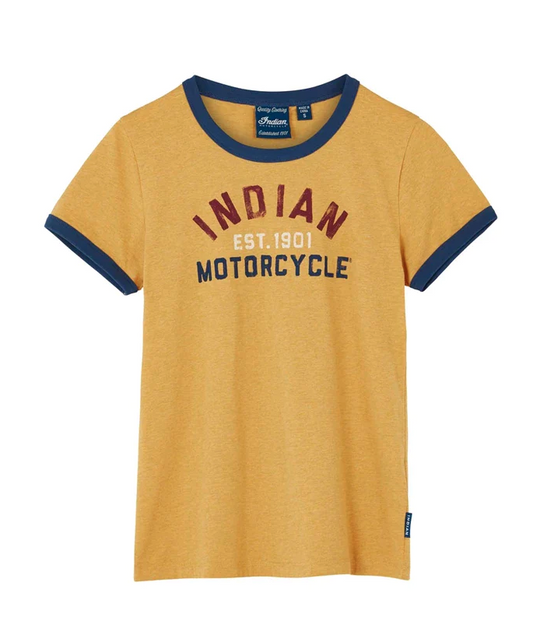 WW Indian Motorcycle Watercolor Ringer Tee, Yellow