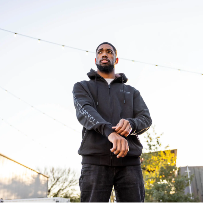 M Embroidered Hoodie, Black