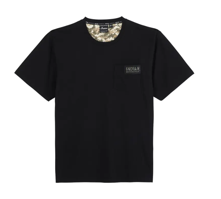 Men's Camo Lined Pocket T-Shirt, Black