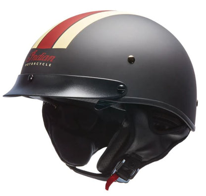 Half Helmet with Retro Racing Stripe, Black