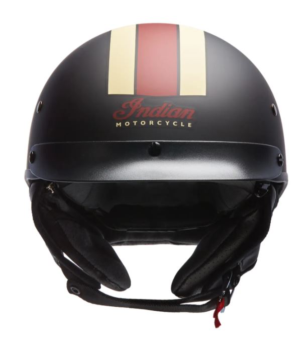 Half Helmet with Retro Racing Stripe, Black