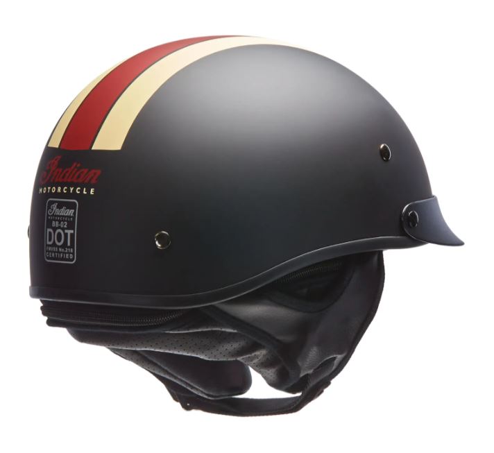 Half Helmet with Retro Racing Stripe, Black