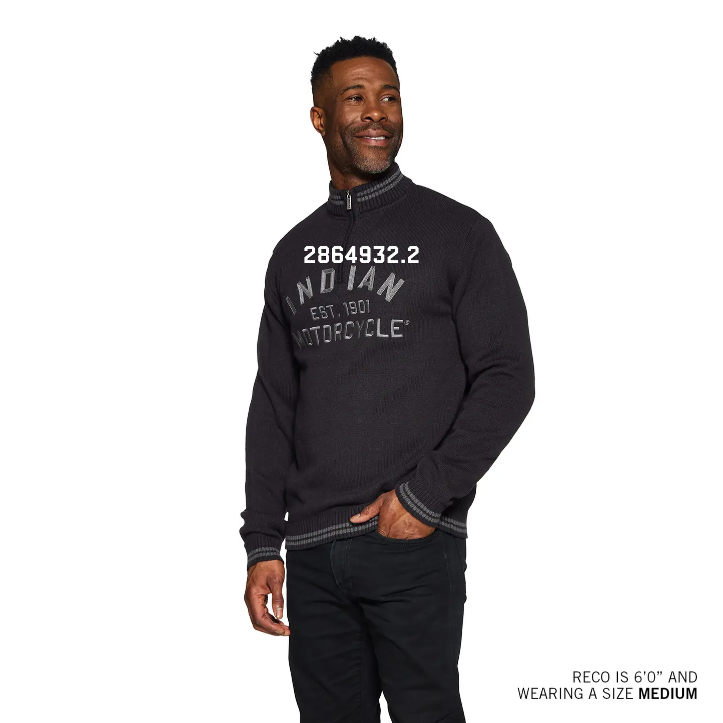 Men's Knitted Embroidered Logo Top, Black