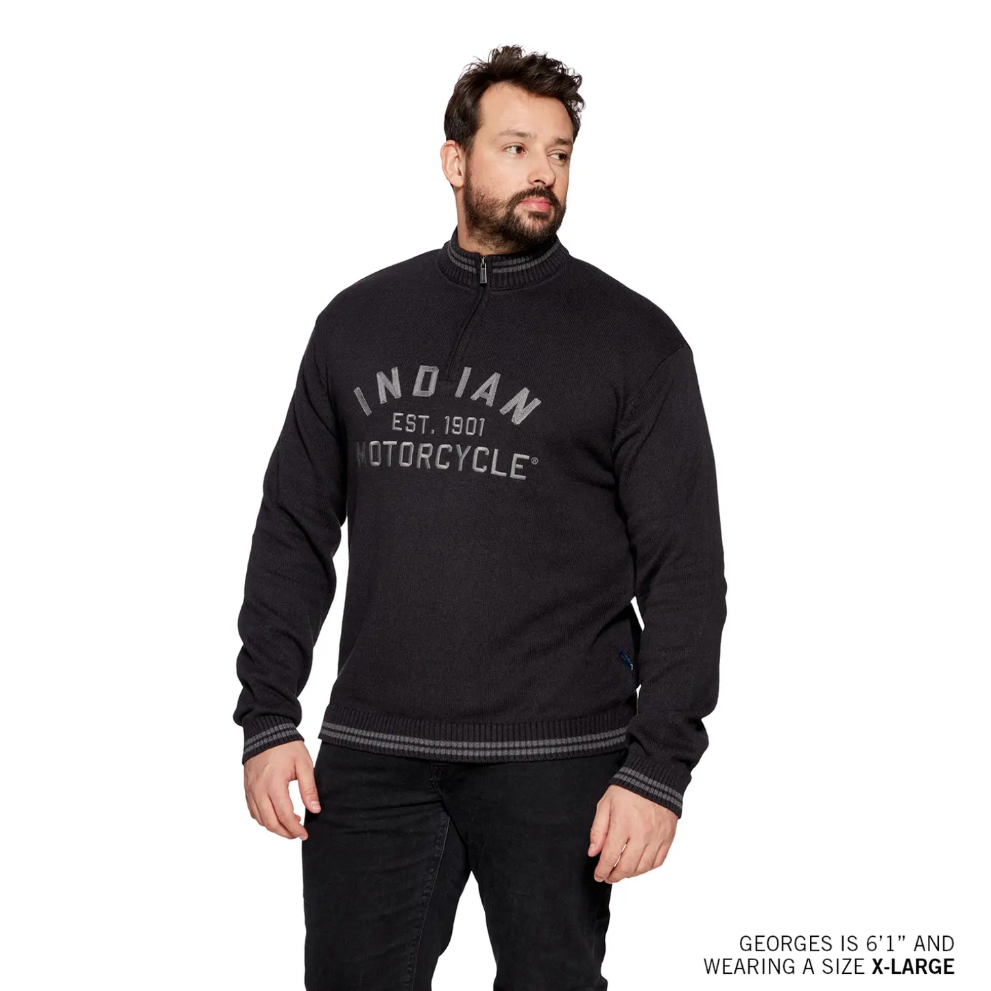 Men's Knitted Embroidered Logo Top, Black