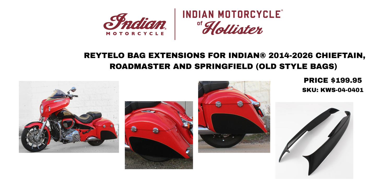 Reytelo Bag Extensions for Indian® 2014-2026 Chieftain, Roadmaster, and Springfield (Old Style Bags)