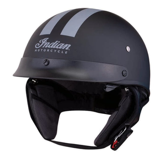 Half Helmet with Gray Stripe, Black