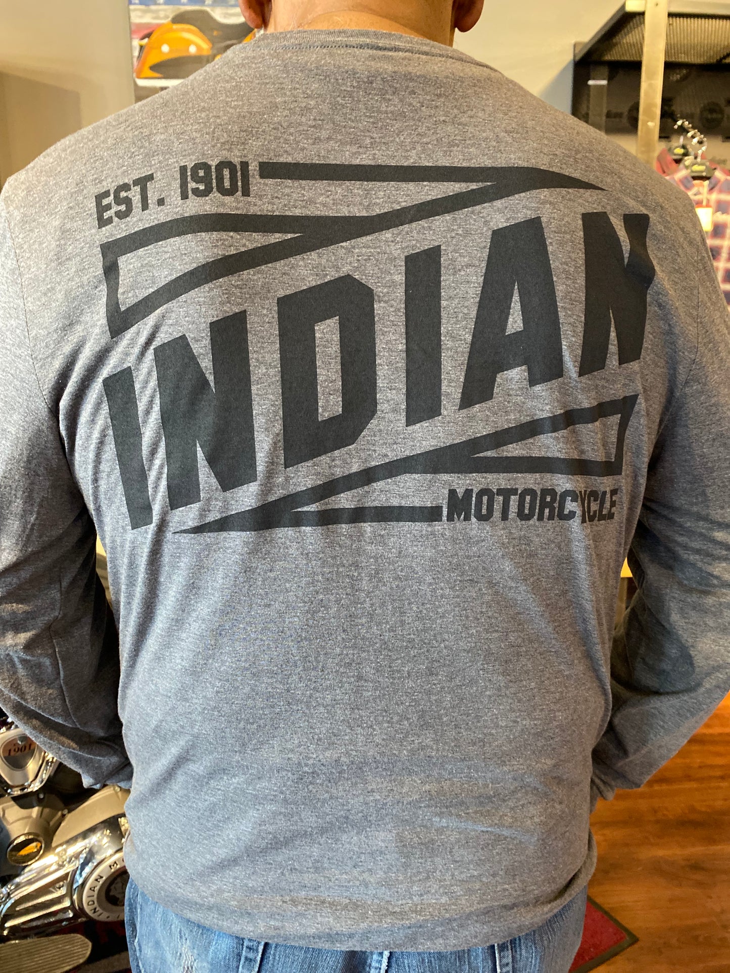 GREY INDIAN MOTORCYCLE LONG SLEEVE TEE