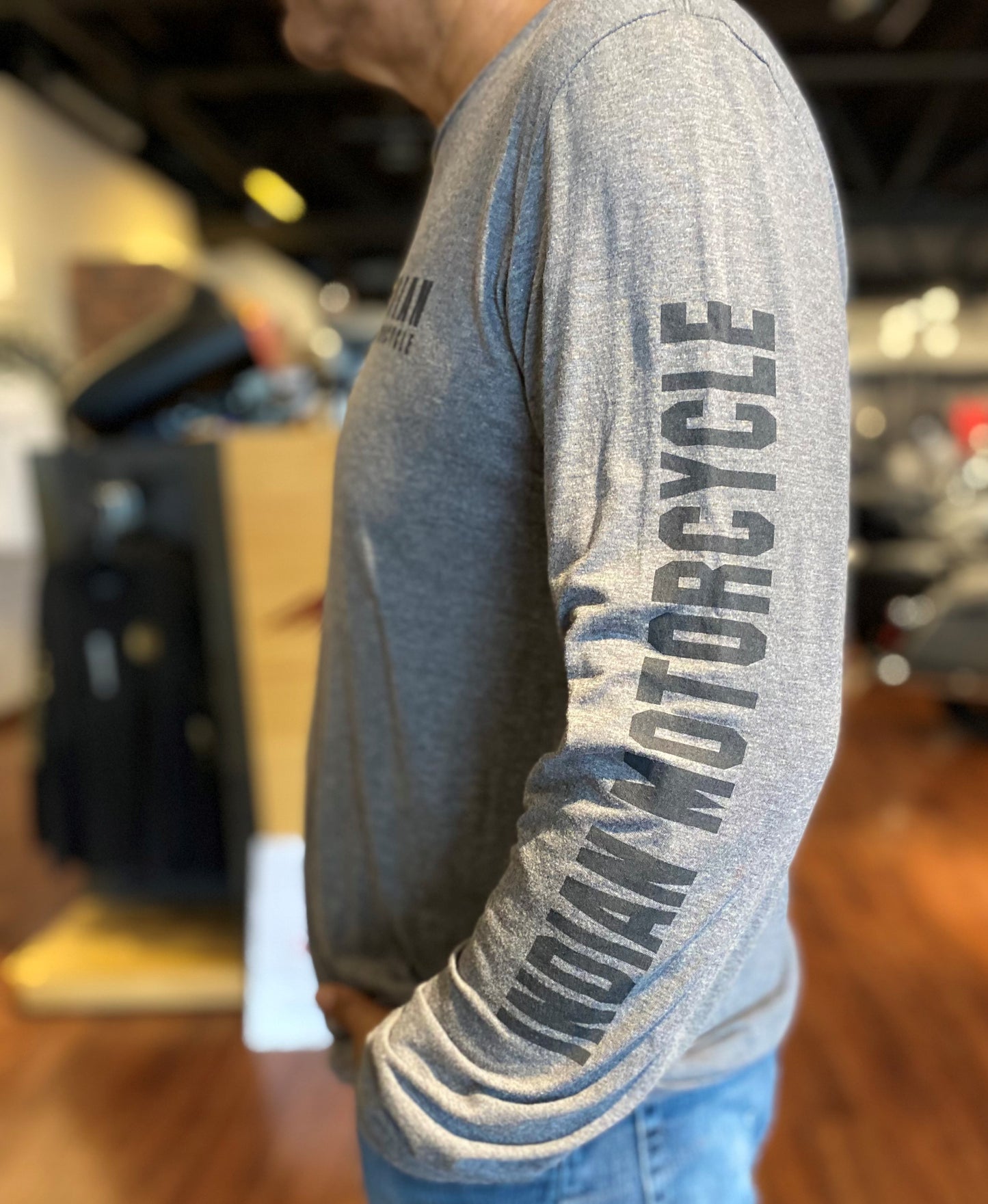 GREY INDIAN MOTORCYCLE LONG SLEEVE TEE